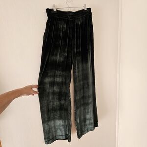 J Brand Ardon Velvet Pant Green Silk/Viscose Velvet & Black Tux Stripe Womens M